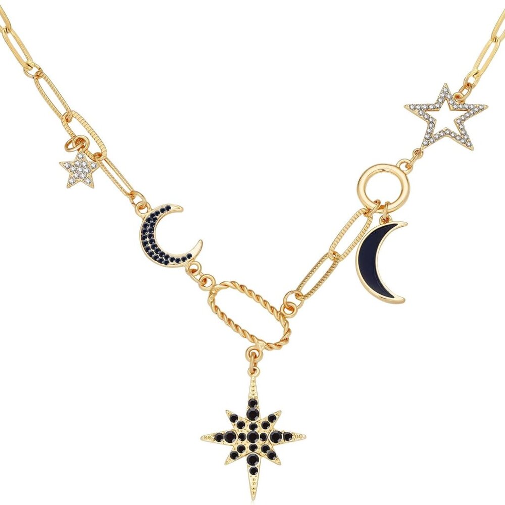 Charm Necklace for Women Gold Evil Eye Sun Moon Flower Coin Pendant Necklace Dai